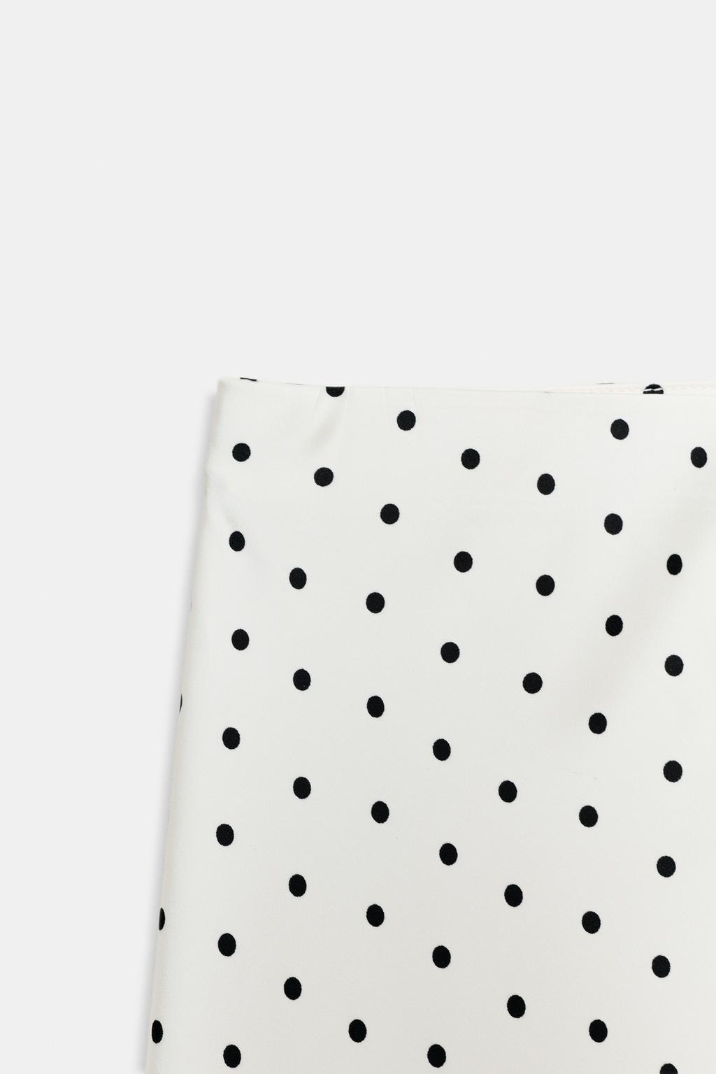 ZARA POLKA DOT SATIN EFFECT MIDI SKIRT