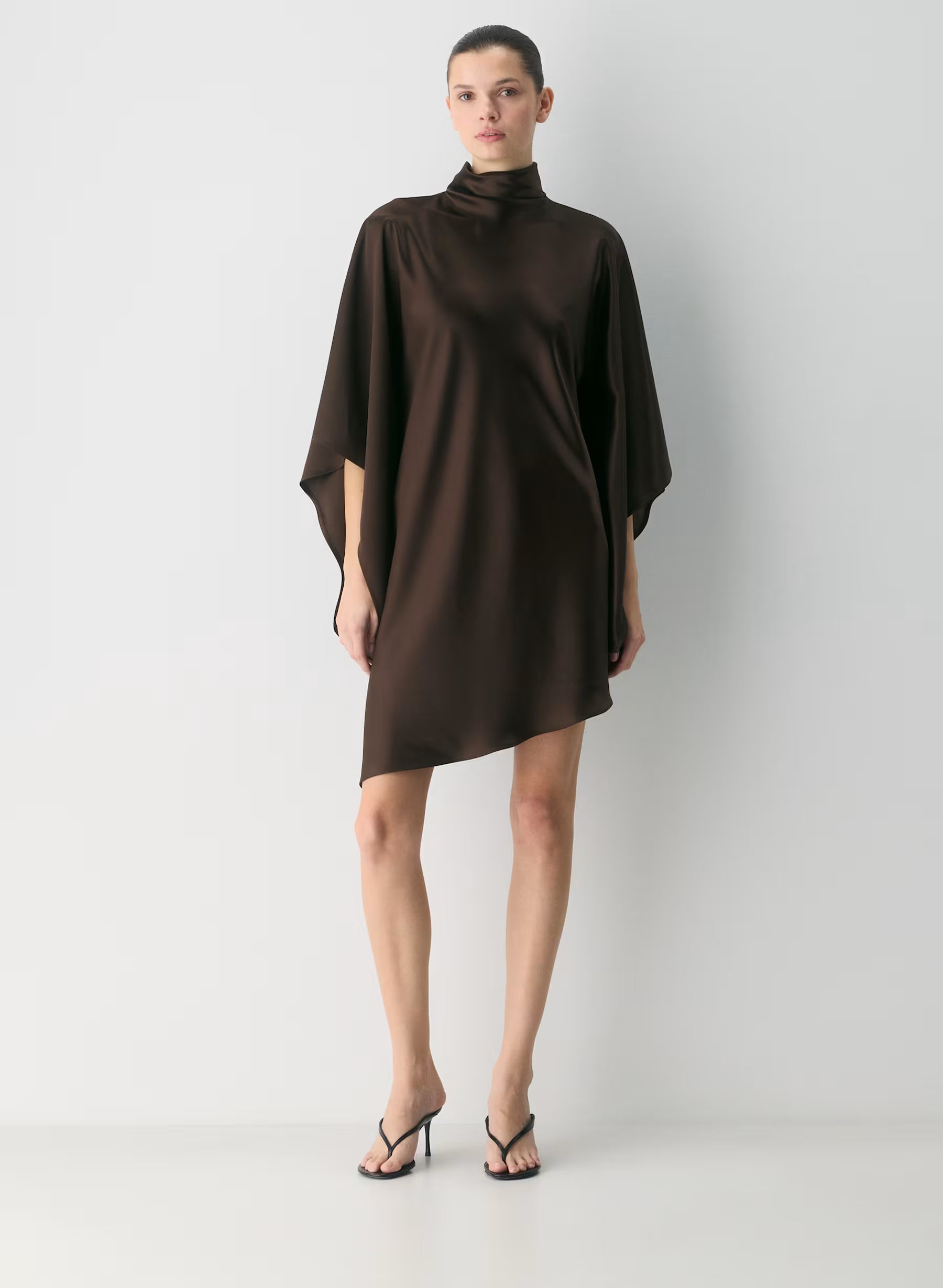 Aritzia Fan Satin Dress in Rich Mocha Brown