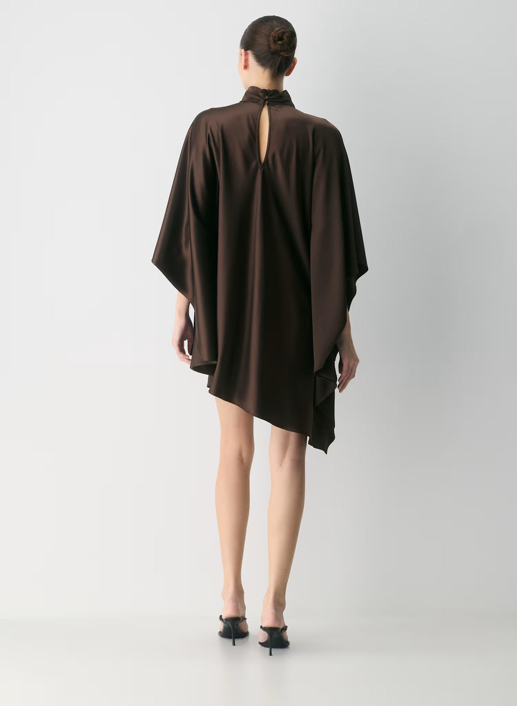 Aritzia Fan Satin Dress in Rich Mocha Brown