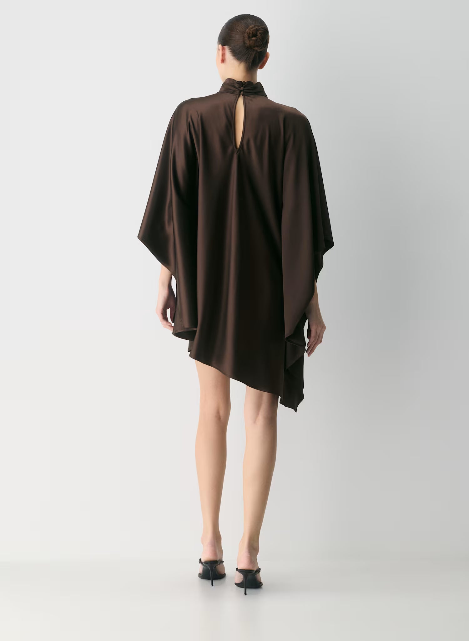 Aritzia Fan Satin Dress in Rich Mocha Brown